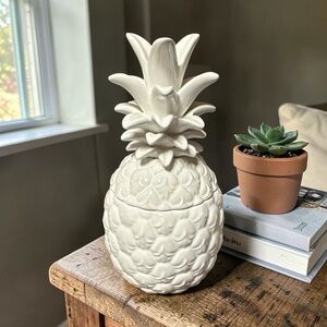 White Ceramic Candle Pineapple Decor